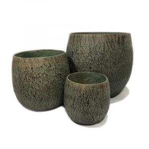 Conjunto de 3 Vasos Bojudos Bronze/ Cinza  (21/ 31 / 41cm)  F99042