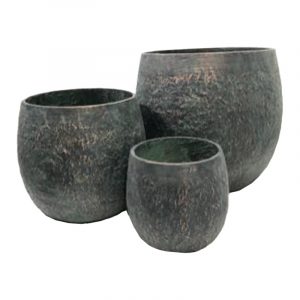 Conjunto de 3 Vasos Bojudos Verde/ Cobre  (21/ 31 / 41cm)  F99042