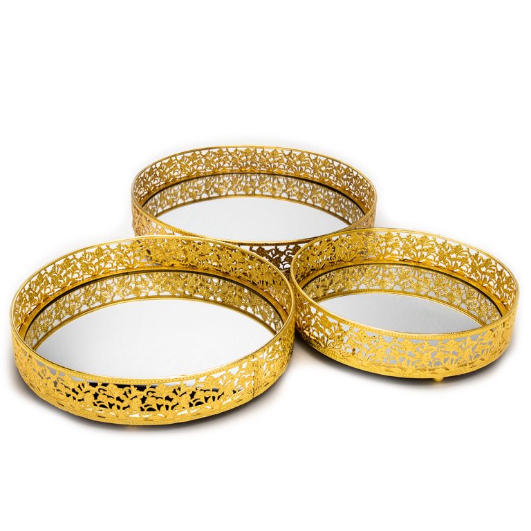 Conjunto Tabuleiros Folhagem Dourada