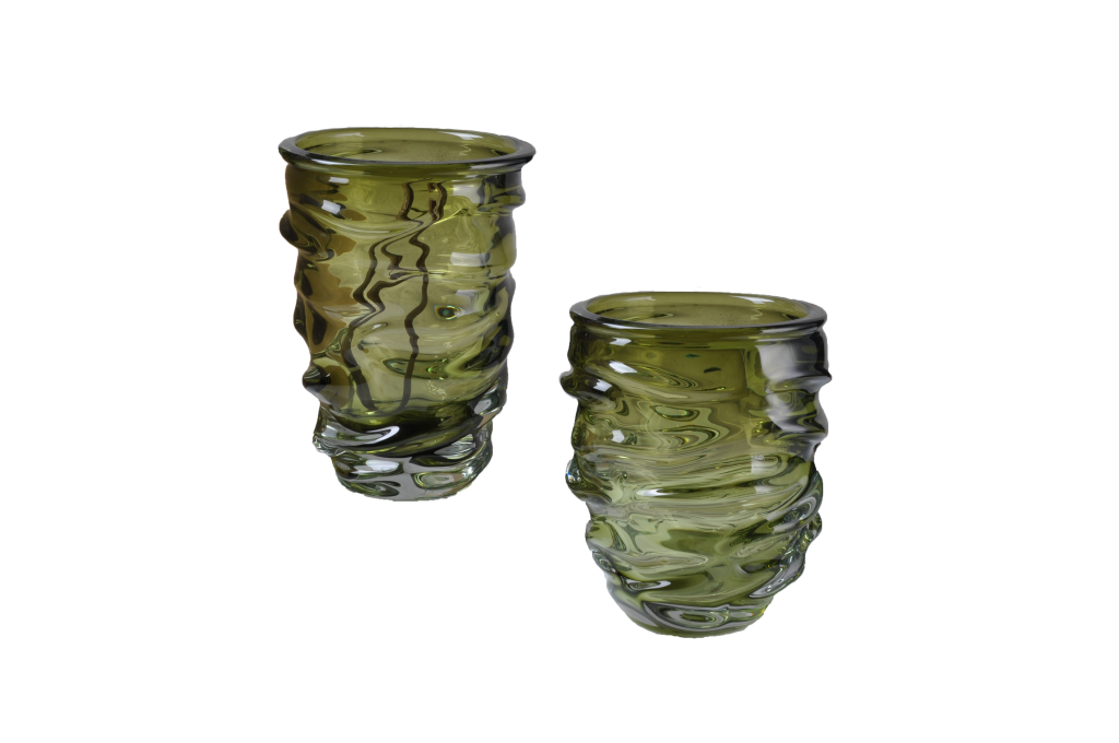 Jarra Vidro Manual Ondas Verde