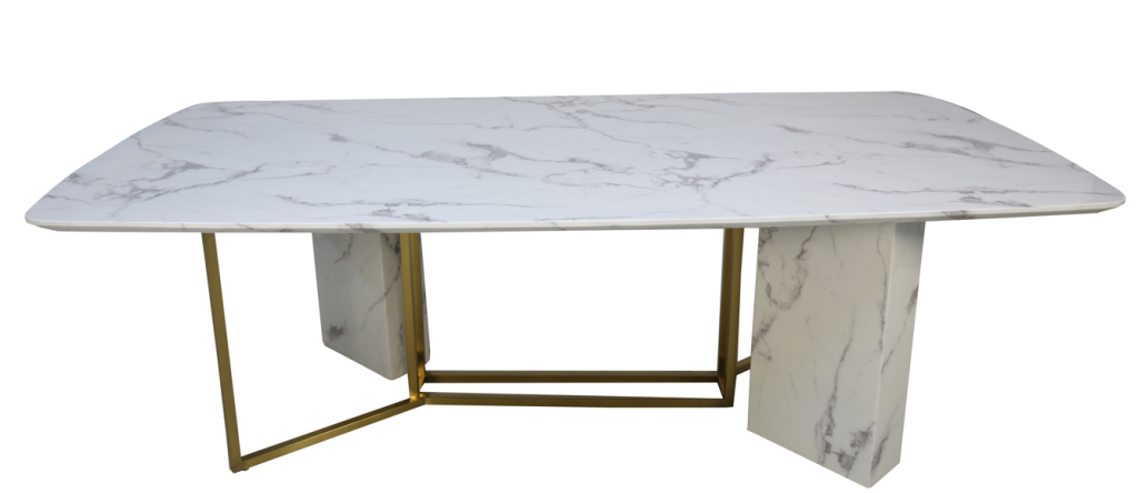 Mesa Mármore C/ Pés Mármore e Latão