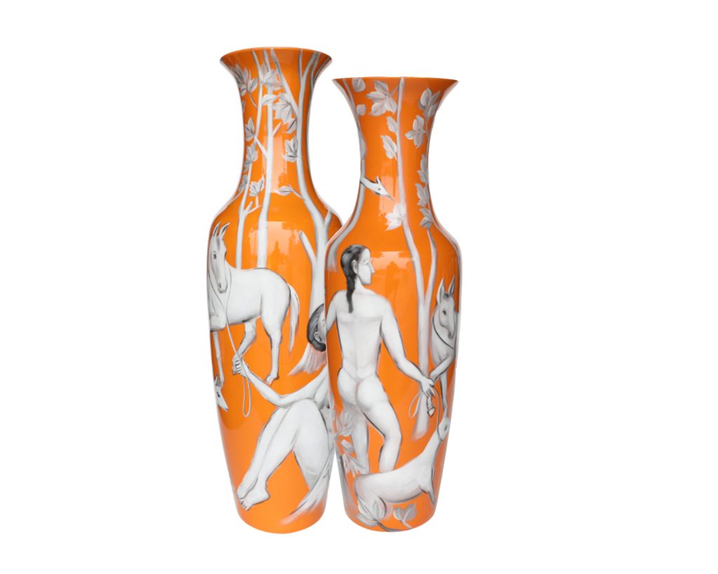 Pote Laranja Pintado à Mão