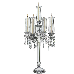 Castiçal Cristal 5 Braços C/ Campânulas de Vidro