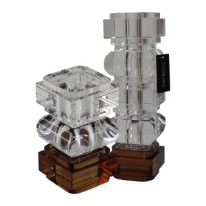 Castiçal Cristal C/ Base Ambar