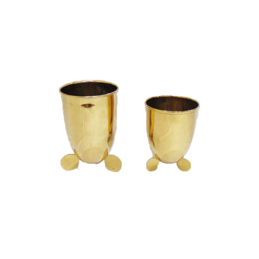 Copo Metal Pés Argolas Ouro
