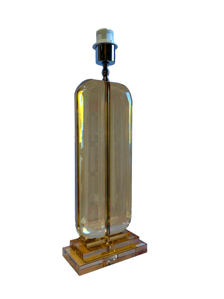 Candeeiro Cristal Ambar Rectangulos Cantos Cortados