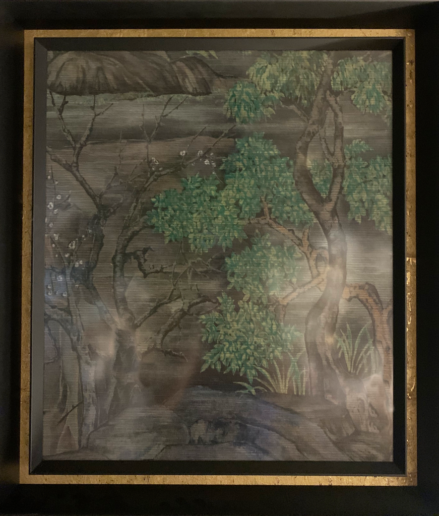 Moldura Preta e Verde C/ Papel Tibet
