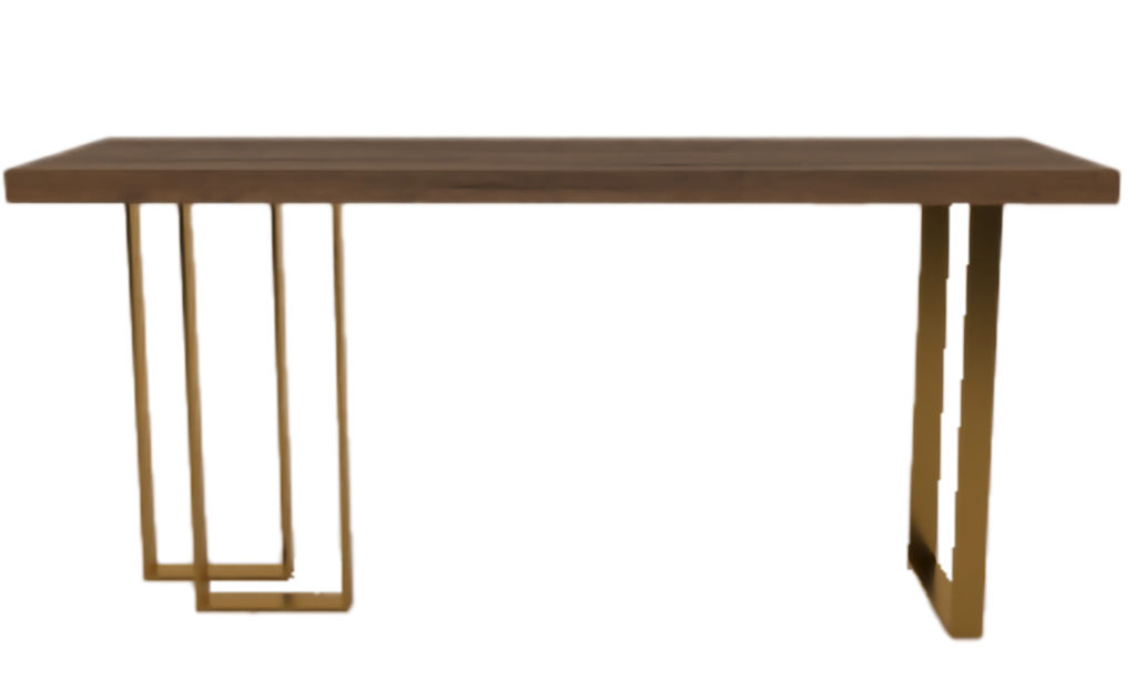 Consola Pé Desenquadrado Ouro C/ Tampo Madeira