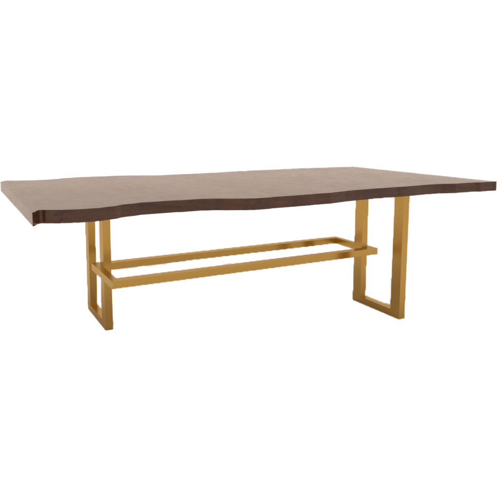 Mesa Aloquete Dourada C/ Tampo MadeiraAlto Brilho