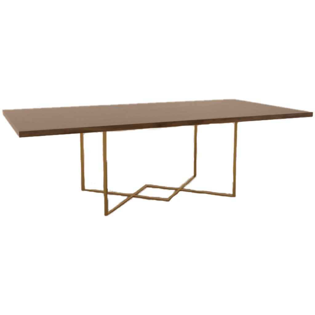 Mesa Tampo Madeira C/ Pés Cruzados Ouro