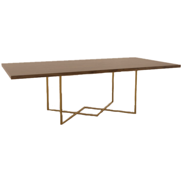 Mesa Tampo Madeira C/ Pés Cruzados Ouro