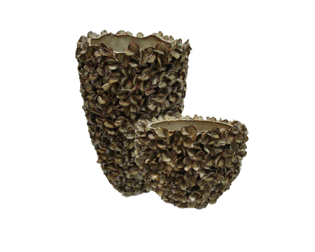 Jarra Flores manuais Tons Castanhos