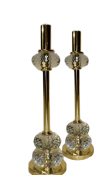 Castiçal Latão C/ Bolas Achatadas Cristal
