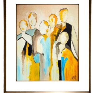Moldura Cobre C/ Vidro e Friso Cobre C/ Pintura Pessoas Abstrato