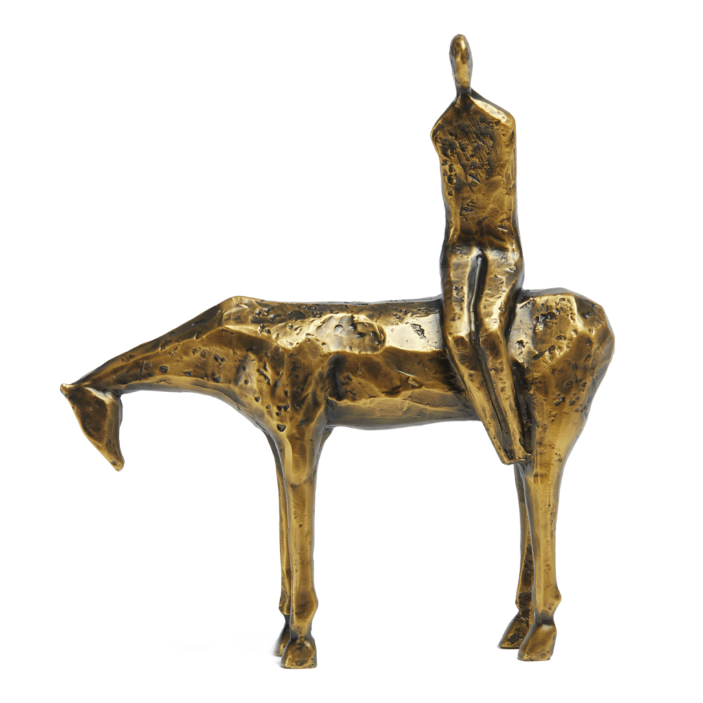Escultura Ferro Com Homem e Cavalo