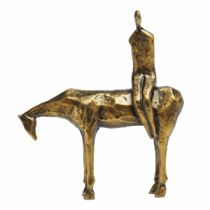 Escultura Ferro Com Homem e Cavalo
