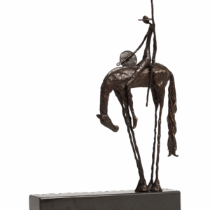 Escultura Cobre Com Homem e Cavalo