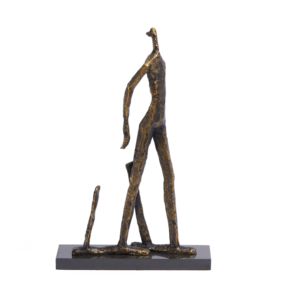 Escultura Homem Alumínio Com Base Mármore