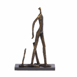 Escultura Homem Alumínio Com Base Mármore