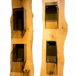 Tabua Madeira C/ 2 Cubos Vidro Bronze