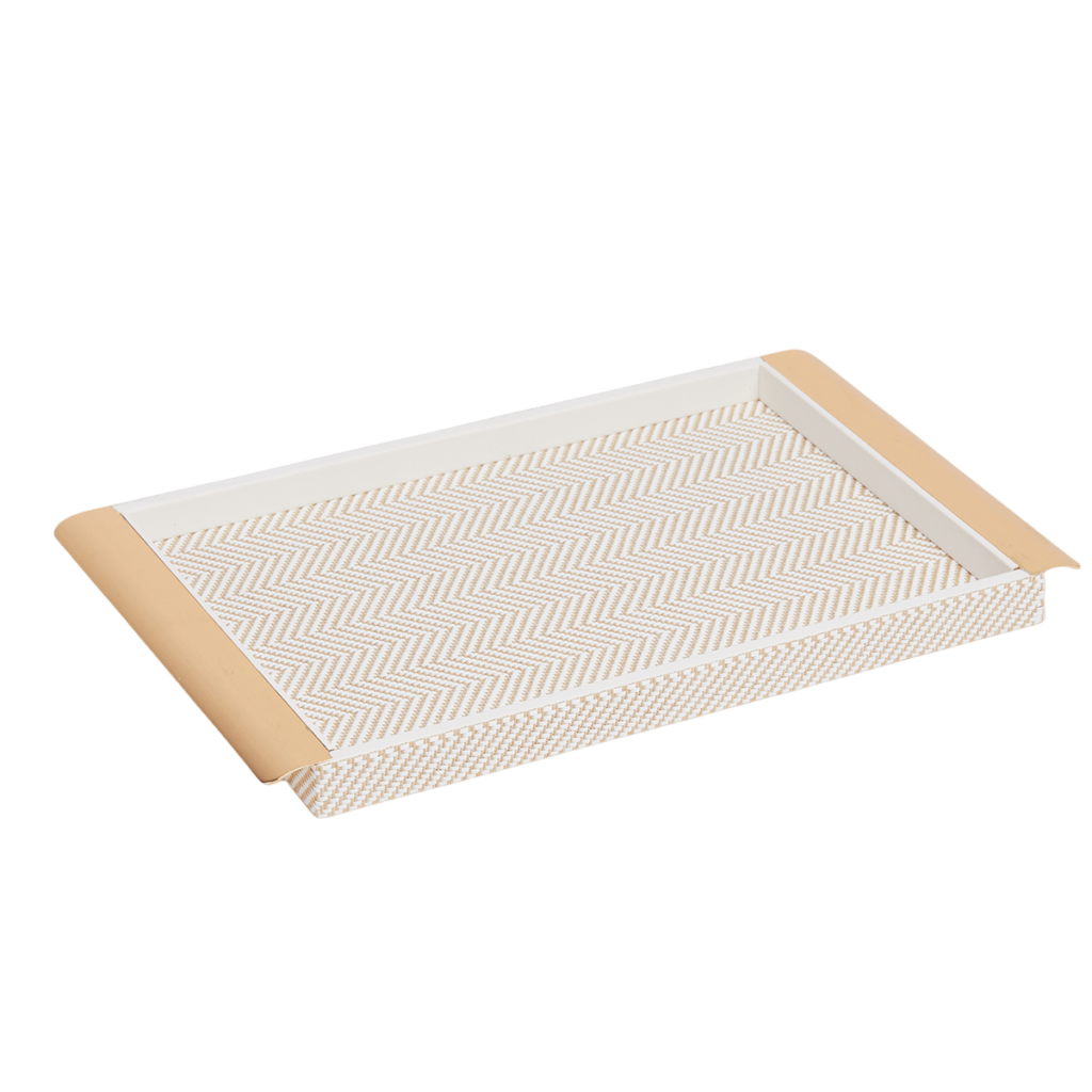 Tabuleiro Branco Com Pegas Douradas