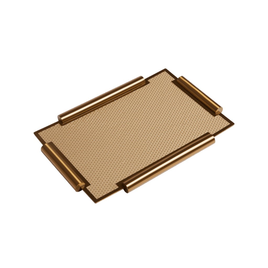 Tabuleiro Taupe Com Pegas Douradas