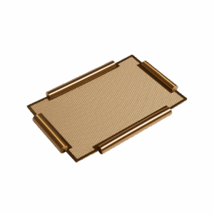 Tabuleiro Taupe Com Pegas Douradas