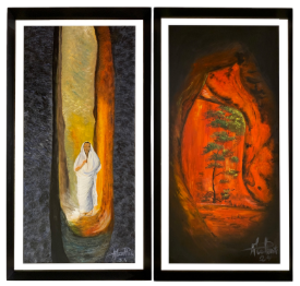 Moldura Preta C/Vidro C/ Pintura à Mão Monge