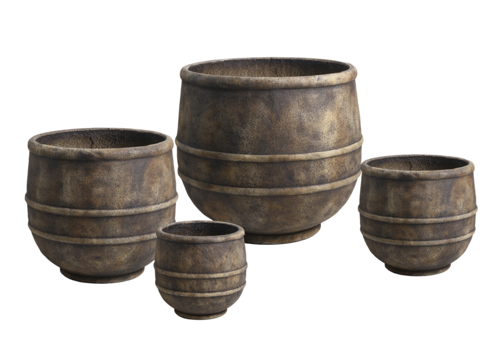 Vaso Redondo Com Aro Castanho