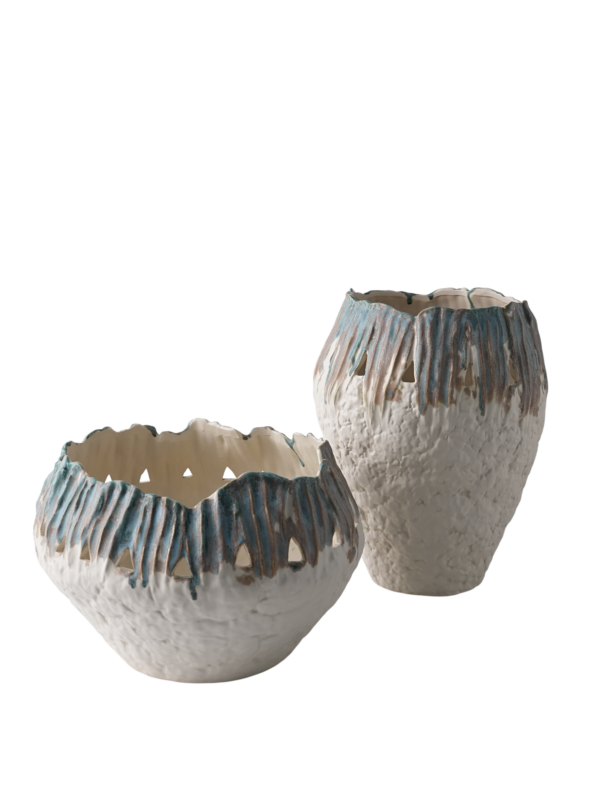 Jarra Porcelana Branca Com Topo Azul