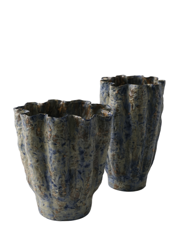Jarra Rustica Ondas Porcelana Azul