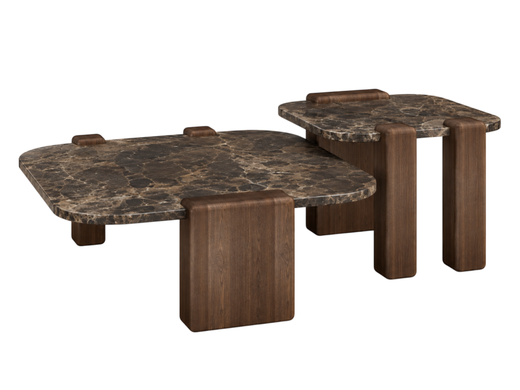 Mesa Centro com Tampo Mármore Imperador Castanho