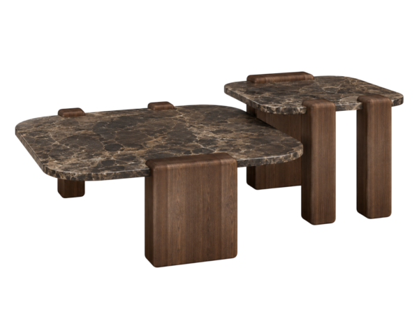 Mesa Centro com Tampo Mármore Imperador Castanho