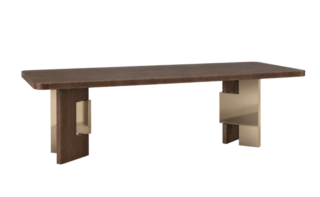 Mesa Eucalipto Fumado com Pés Cruzado