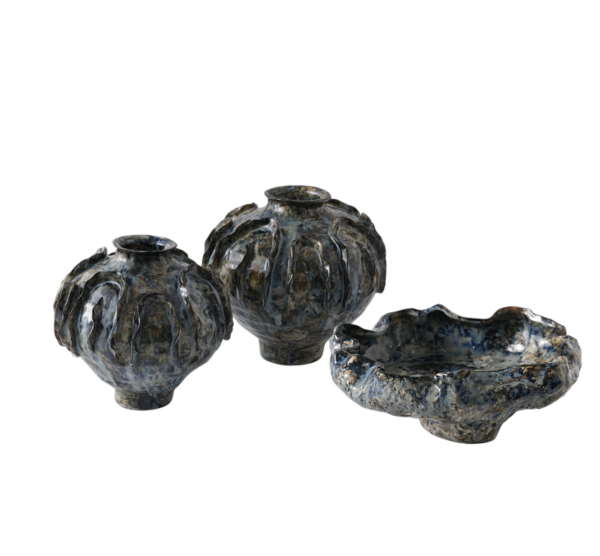 Jarra Irregular Porcelana Azul Escuro