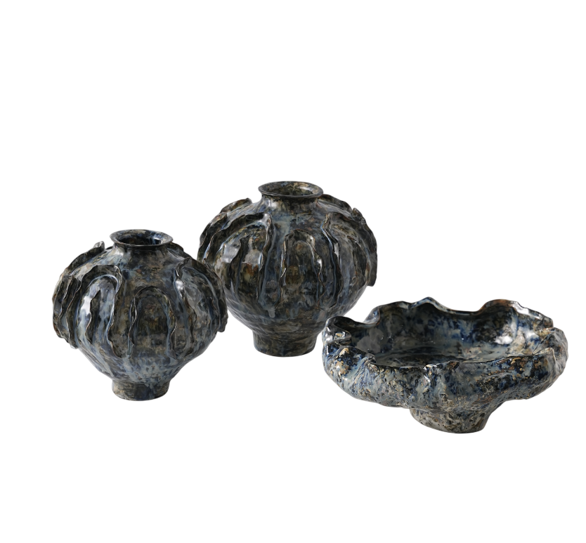 Jarra Irregular Porcelana Azul Escuro