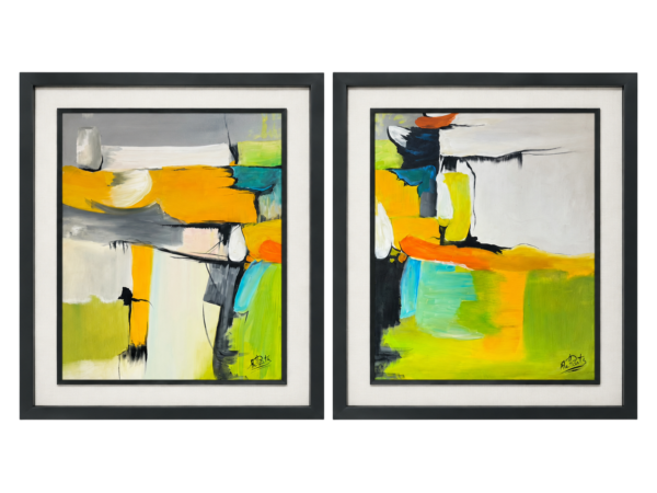 Pintura à Mão Abstrata Tons Amarelos e Laranja