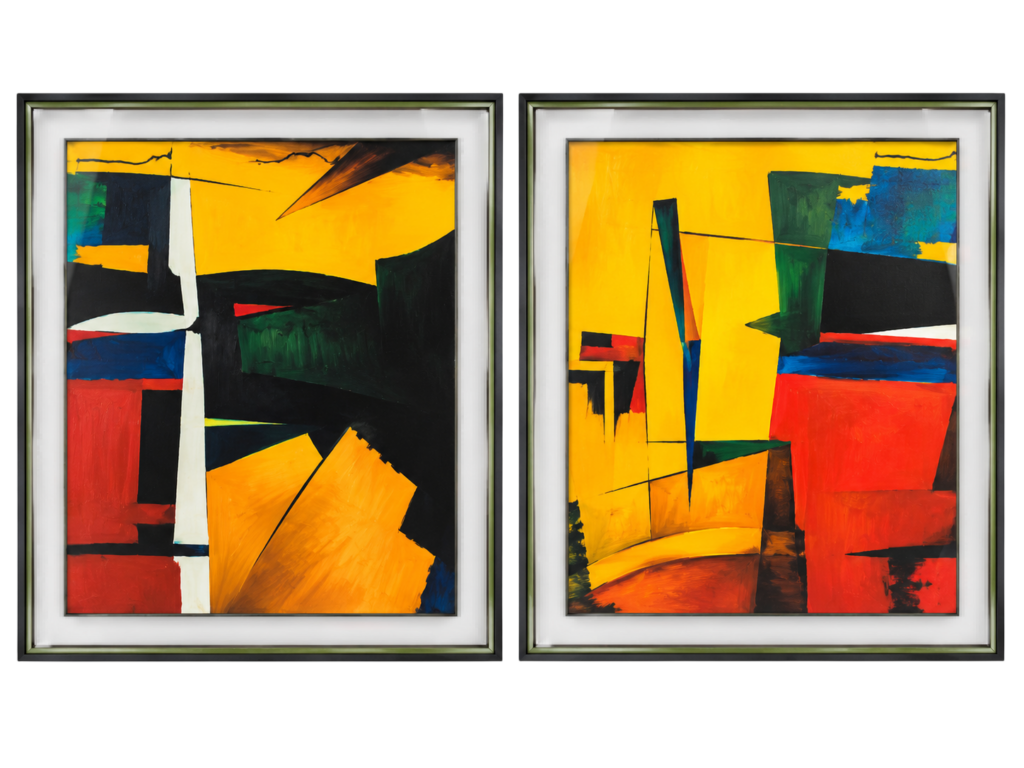 Pintura à Mão Abstrata Tons Vermelhos e Amarelos