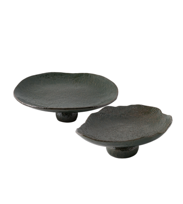 Taça Decorativa Irregular Porcelana Verde Escuro